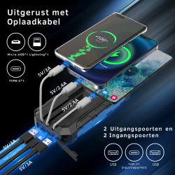 Dr. Phone-DrPhone SolarCharge – 7 In 1 30000mAh Zonnenenergie Powerbank – LED Licht – 3 Ingebouwde Kabels – Draadloos Opladen€ 59,95€ 49,55Powerbanks / Accu's