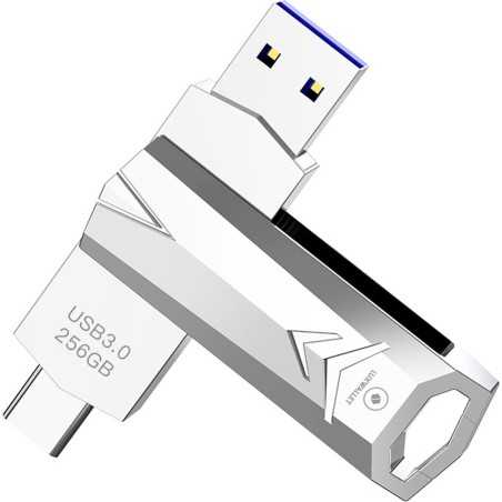 Dr. Phone-LUXWALLET DataSwift – USB 3.0 Naar USB-C 3.0 Flashdrive - 360° Rotatie – USB Stick – OTG – 256GB - Zilver€ 34,95€ 28,88Flashdrives