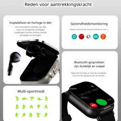 Dr. Phone-DrPhone DualX Duo2 - Smartwatch met Ingebouwde Oordoppen - Bluetooth 5, NFC, Gezondheidsmonitoring & Automatisch Opladen - Zwart€ 79,95€ 66,07DrPhoneDrPhone Smartwatches