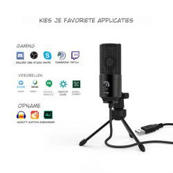 Dr. Phone-DrPhone SoundCore Slim - Condensator Studiomicrofoon - Studiokwaliteit Opname - USB Plug & Play - Cardioïde Patroon€ 74,95€ 61,94Microfoon