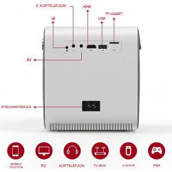 Dr. Phone-ELEMENTKEY BEAM2® PRO – Projector 640x480P – Android 6.0 Beamer - FULL HD – 150 ANSI lumen – NETFLIX – Bluetooth Speaker€ 149,95€ 123,93DrPhoneBeamer8720118090992