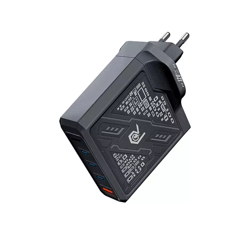 DrPhone HyperCharge V2 – 120W GaN Multipoort Oplader - 3x USB-C + USB Oplader - PD 3.0 & QC 3.0- Ultrasnel Opladen