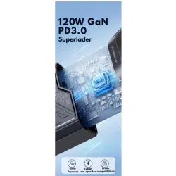 DrPhone HyperCharge V2 – 120W GaN Multipoort Oplader - 3x USB-C + USB Oplader - PD 3.0 & QC 3.0- Ultrasnel Opladen