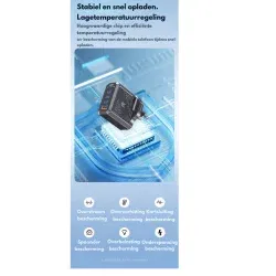 DrPhone HyperCharge V2 – 120W GaN Multipoort Oplader - 3x USB-C + USB Oplader - PD 3.0 & QC 3.0- Ultrasnel Opladen