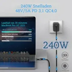Dr. Phone-DrPhone NRG3 - Thunderbolt 5 Type-C Kabel – 80Gbps Supersnelle Dataoverdracht - 240W PD Opladen - 16K Ultra HD Video - 2 Meter€ 39,95€ 33,02Kabel & Lader