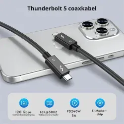 Dr. Phone-DrPhone T5 USB C naar USB C kabel - Thunderbolt 5 USB-C Kabel – 240W PD - 8K 60HZ - Compatibel met Thunderbolt 4/3 & USB4 –1,5 M€ 34,95€ 28,88Kabel & Lader