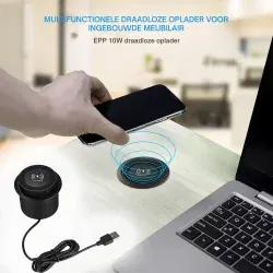Dr. Phone-DrPhone TripleCharge – 3 in1 Draadloze Oplader - 2 Pop-up USB-poorten- Voor inbouw in bureaublad - 10W draadloos snelladen€ 34,95€ 28,88Draadloos Laden