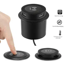 Dr. Phone-DrPhone TripleCharge – 3 in1 Draadloze Oplader - 2 Pop-up USB-poorten- Voor inbouw in bureaublad - 10W draadloos snelladen€ 34,95€ 28,88Draadloos Laden