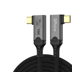 DrPhone HyperLinkX5 – 80Gbps Kabel (Thunderbolt 5 / USB4) – 240W PD, 16K @ 60Hz Video Voor iPhone/Macbook/iPad - 0.3 Meter