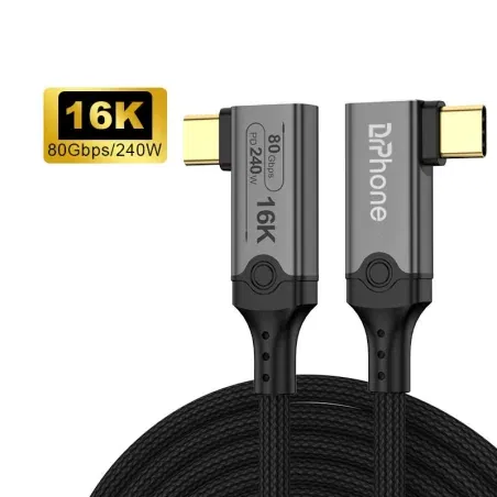 DrPhone HyperLinkX5 – 80Gbps Kabel (Thunderbolt 5 / USB4) – 240W PD, 16K @ 60Hz Video Voor iPhone/Macbook/iPad - 0.5 Meter