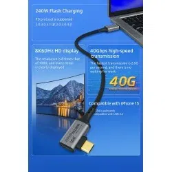 DrPhone HyperLinkX5 – 80Gbps Kabel (Thunderbolt 5 / USB4) – 240W PD, 16K @ 60Hz Video Voor iPhone/Macbook/iPad - 0.3 Meter