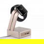 Aluminium Metalen Powerbank, Qi lader + Apple Watch Serie 1 / 2 / 3 Dock - 5200 mAh Fast Charge - Mat Goud