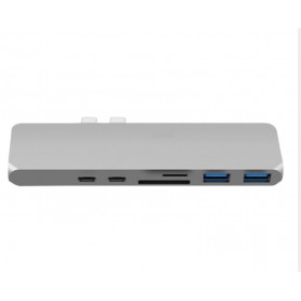 DrPhone 7 in 1 USB C Hub Dual Type C Dock -5K Output - 40 Gbps- Thunderbolt 3 - 2x USB 3.0 poorten- 4K 30 Hz & PD