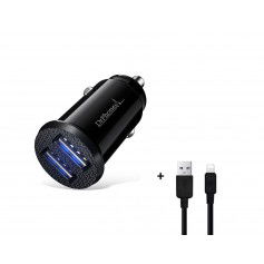 DrPhone Invisible 5V 2.4A USB Auto Oplader + 1 Meter Apple Lightning