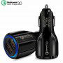 DrPhone QC Pro - Qualcomm 3.0 Fast Charge 30W Auto Oplader Dual Poort 2 Poorten Snellader Reislader Auto Lader QC 3.0