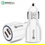 DrPhone Qualcomm 3.0 Fast Charge 30W Auto Oplader Dual Poort 2 Poorten Snellader Reislader Auto Lader QC 3.0 - 30W