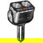 DrPhone CAR5 - 90W Autolader + 2x sigarettenplug – Snellader - 2x USB 3.0 oplaadpoort met LED - Zwart