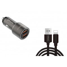 Dr. Phone-DrPhone QC-Alumi - 2 Poort Metalen Autolader + 1 Meter Oplaadkabel - Kabel - Geschikt voor iPhone en iPad€ 20,95€ 17,31DrPhoneAutoladers8720118100400