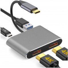 Dr. Phone-DrPhone PD10 - USB-C naar HDMI Adapter (2x HDMI) 4K - USB 3.0-poort & Type C PD - 2x Schermen€ 39,95€ 33,02DrPhoneAdapter/Converter8720118011171