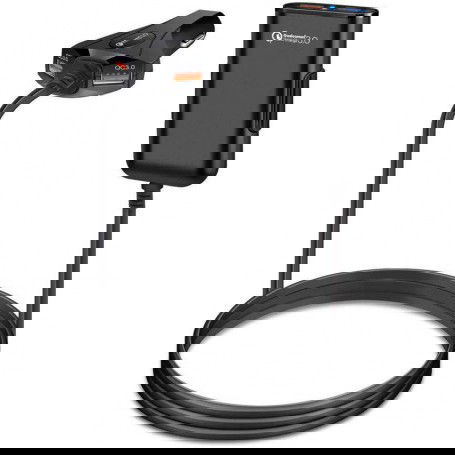 DrPhone PCC3 Multi Autolader Snellader + Oplader QC 3.0 - 12A / 60W voor / achterbank - 4 USB-poorten – Zwart