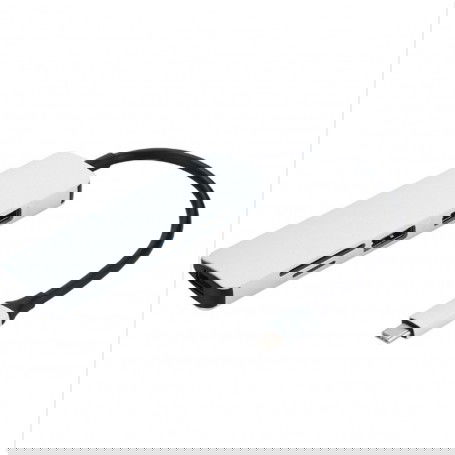 DrPhone USB C Type-C Hub - Type C Hub met 3x USB 3.0-poorten & MicroSD / TF & SD-kaartlezer (zilver, zwart)