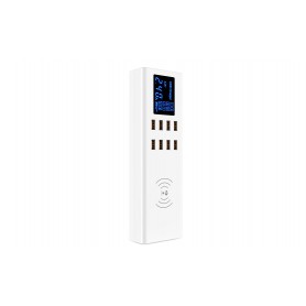 DrPhone SmartC3 - USB-laadstation met 8 USB Poorten 2.4A - Digitale LED-display - Draadloos Laden - Oplader - HUB
