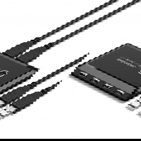 DrPhone KVM Switch - USB 2.0 Switch Box Schakelaar - 2 in 4 out Verdeler - 2 Computers die 4 USB-apparaten delen