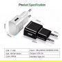 DrPhone White Series - Gecertificeerde 5V 2A Smartphone / Tablet Lader - 10W Lader Oplader - Wit