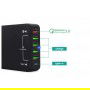 DrPhone WL3 6-poorten Wandoplader -60W USB-laadstation Hub met Qualcom 3.0 & Type C Input –  SmartIC Technologie- Zwart
