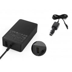 DrPhone PRO N2 - Surface Set - 2 in 1 - Surface PRO 44W Thuislader + Surface Pro X / Go / Book - Autolader 2.58A - Zwart