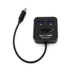 DrPhone CHC2 Type C 3.1 USB HUB met Micro SD Card Reader - OTG Adapter - Combo Multi-poort USB Splitter – Zwart