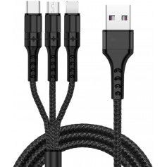 Dr. Phone-DrPhone MX2 Nylon Gevlochten 3 in 1 Lightning/Micro USB/Type-C 5A Snelle USB Data & Oplaadkabel – Zwart€ 12,95€ 10,70DrPhoneKabels8720118014011