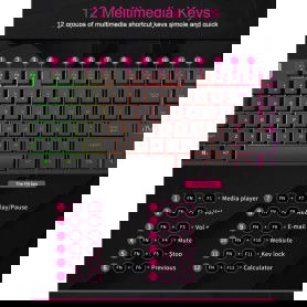 Dr. Phone-Elementkey AK60 - Gaming USB Keyboard - 104 toetsen - Multimedia toetsen - LED – Membraam Klik - RGB - Waterproof€ 39,95€ 33,02ElementkeyToetsenbord8720118273562