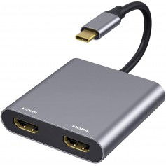 Dr. Phone-DrPhone PD9 USB C naar Dubbele HDMI-adapter - 4K@ 30HZ - 2 in 1 USB-C HDMI HUB - Grijs€ 34,95€ 28,88DrPhoneHub / Adapter8720118053577