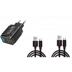 Dr. Phone-DrPhone PS5-Y - 2x 2 Meter Kabel - USB-C - Oplaadkabel – 18W Dubbele Qualcom 3.0 Quick Charge - Adapter - Snel Lader – Zwart€ 24,95€ 20,62DrPhoneLaders8720118663110