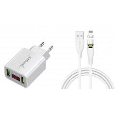 Dr. Phone-DrPhone ICO-1 - Magnetische Lightning Oplaadkabel 3A + Thuislader 2 poorten USB Oplader 2.2A met LED Display - Wit€ 14,95€ 12,36DrPhoneLaders8720118910023