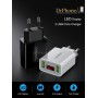 DrPhone ICO-1 - Magnetische USB-C / Type C Oplaadkabel 3A + Thuislader 2 poorten USB Oplader 2.2A met LED Display - Wit