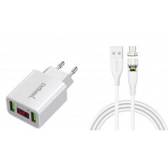 Dr. Phone-DrPhone ICO-1 - Magnetische USB-C / Type C Oplaadkabel 3A + Thuislader 2 poorten USB Oplader 2.2A met LED Display - Wit€ 14,95€ 12,36DrPhoneLaders8720118909591