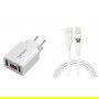 DrPhone ICO-1 - Magnetische USB-C / Type C Oplaadkabel 3A + Thuislader 2 poorten USB Oplader 2.2A met LED Display - Wit