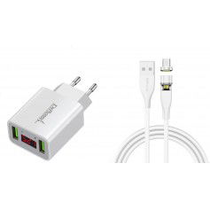 Dr. Phone-DrPhone ICO-1 - Magnetische Micro USB Oplaadkabel 3A + Thuislader 2 poorten USB Oplader 2.2A met LED Display - Wit€ 14,95€ 12,36DrPhoneLaders8720118909041