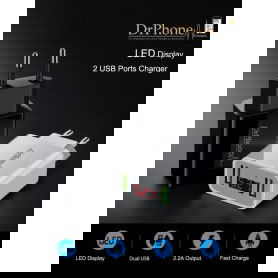 Dr. Phone-DrPhone iCON - Magnetische Lightning Oplaadkabel 3A + Thuislader 2 poorten USB Oplader 2.2A met LED Display - Zwart€ 16,95€ 14,01DrPhoneLaders8720118481905