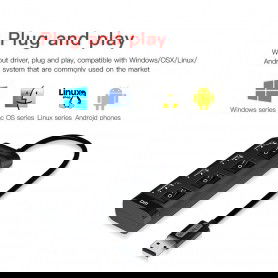 Dr. Phone-DrPhone DM CHB5 4-poorts USB-Hub met AAN/UIT Schakelaar USB 2.0- 480Mbps - Extender /Splitter voor pc-laptop etc – 1,2M- Zwart€ 12,95€ 10,70DrPhoneHub / Adapter8720118054345