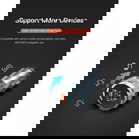DrPhone Invisible3 USB QC3.0 3A/9V Autolader - Snel Opladen -12-24V- 36W met Digitale Display Spanningsdetectie - Zilver
