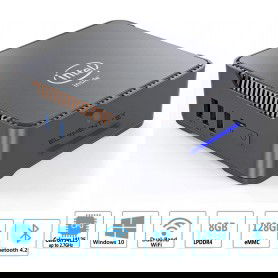 Elementkey iniX3 - Ultra Mini PC - Gemini Lake J4125 - 8GB DDR4 Ram - 128GB SSD - WiFi - Bluetooth - Mini Computer - Zwart