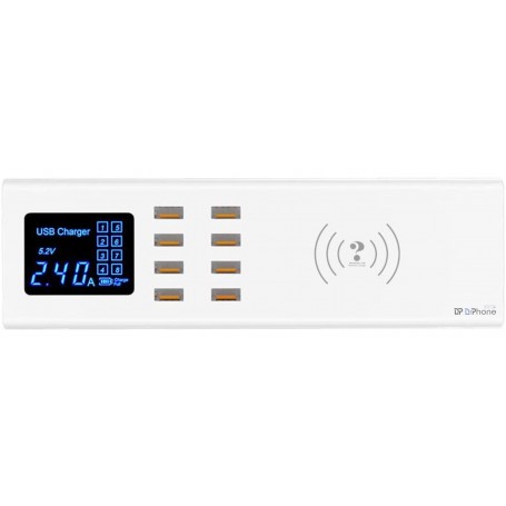 DrPhone SmartC3 - USB-laadstation met 8 USB Poorten 2.4A - Digitale LED-display - Draadloos Laden - Oplader - HUB
