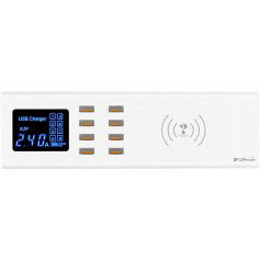 DrPhone SmartC3 - USB-laadstation met 8 USB Poorten 2.4A - Digitale LED-display - Draadloos Laden - Oplader - HUB