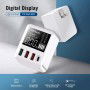 DrPhone WLX Intelligent QC 3.0/2.4A & PD 3.0 Multi-poort USB-Snellader 40W met LCD-scherm - Snel opladen – Wandlader - Wit