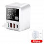 DrPhone WLX Intelligent QC 3.0/2.4A & PD 3.0 Multi-poort USB-Snellader 40W met LCD-scherm - Snel opladen – Wandlader - Wit