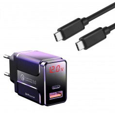 Dr. Phone-DrPhone HALO5 Qualcom 3.0 Quick Charge 18W Thuislader + PDTC1 USB-C Naar USB-C Fast Charger 2 Meter & LED-display - Zwart€ 18,95€ 15,66DrPhoneKabel & Lader8720118090688