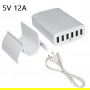 DrPhone - 6 Poorten 60W Oplader - USB poorten - Smart IC Oplader - Thuislader / Reislader - Geschikt voor Smartphones & Tablets